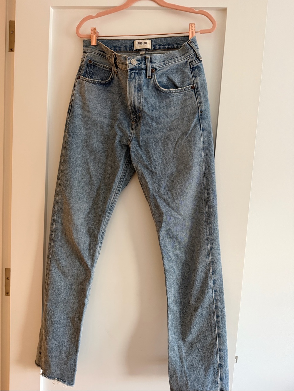 AGOLDE Light Blue Womens Straight-Leg Jeans